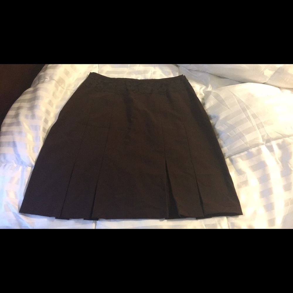 Brown knee length skirt w/ lace on waist