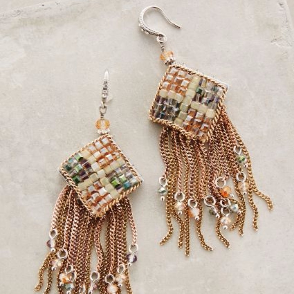 Gold Meadowhill Fringe Earrings from Anthropologie