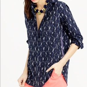 J. Crew metallic-striped ikat popover shirt