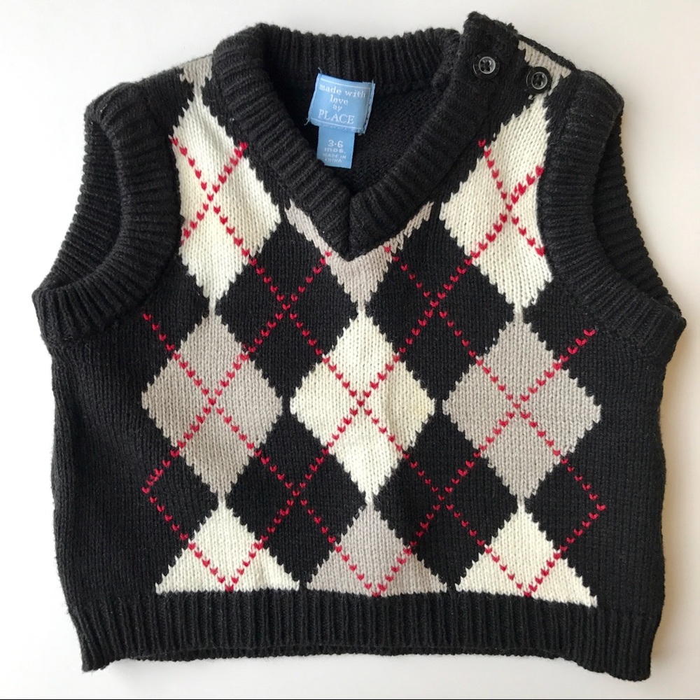 Children's Place Argyle Sweater Vest (Boys 3-6 Mo)