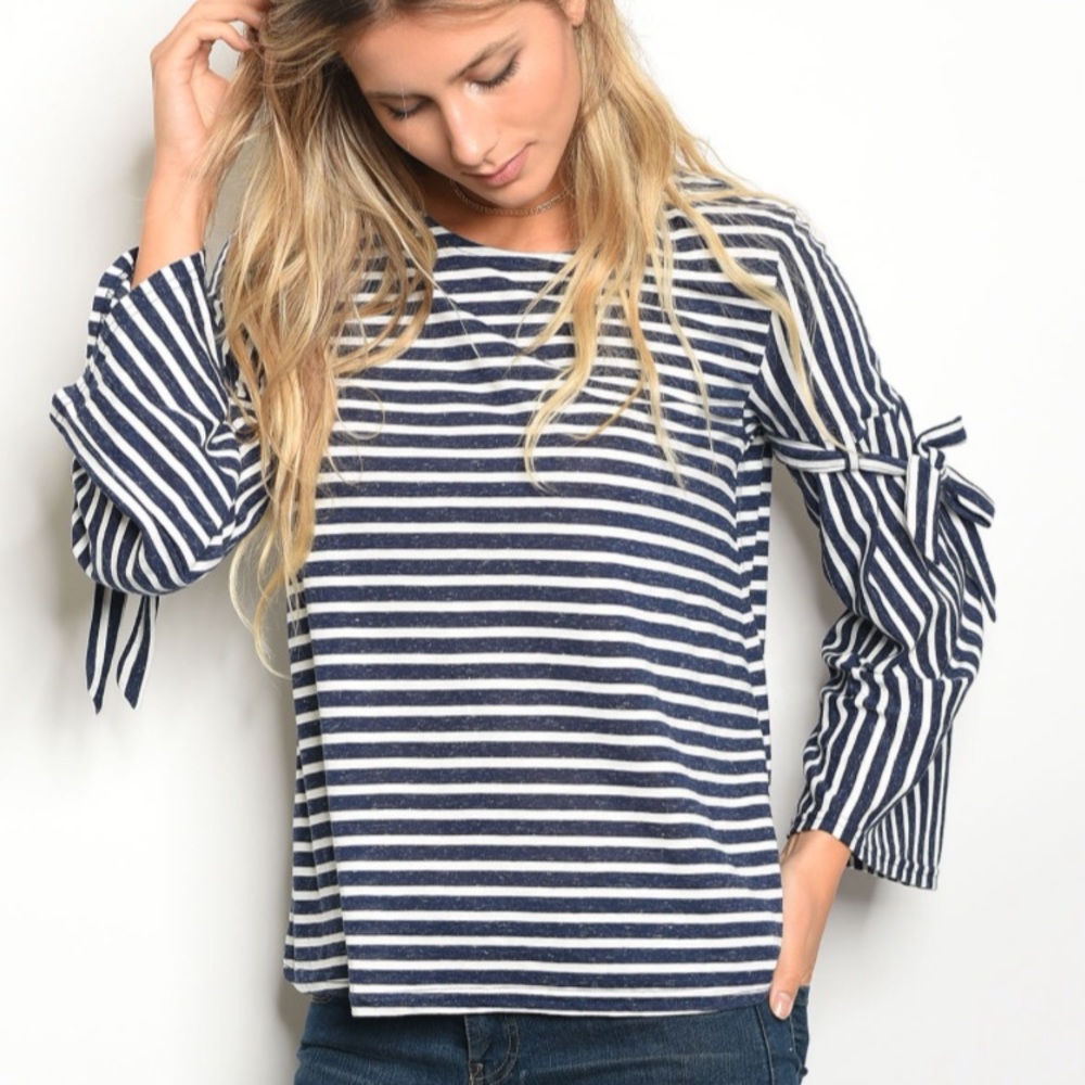 Fall Long Sleeve Woman's Shirt Stripes BLACK Med L