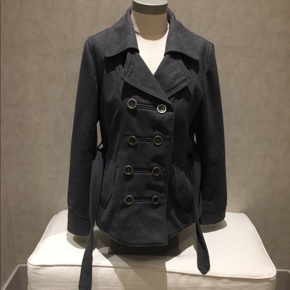 Classic heather gray wool pea coat