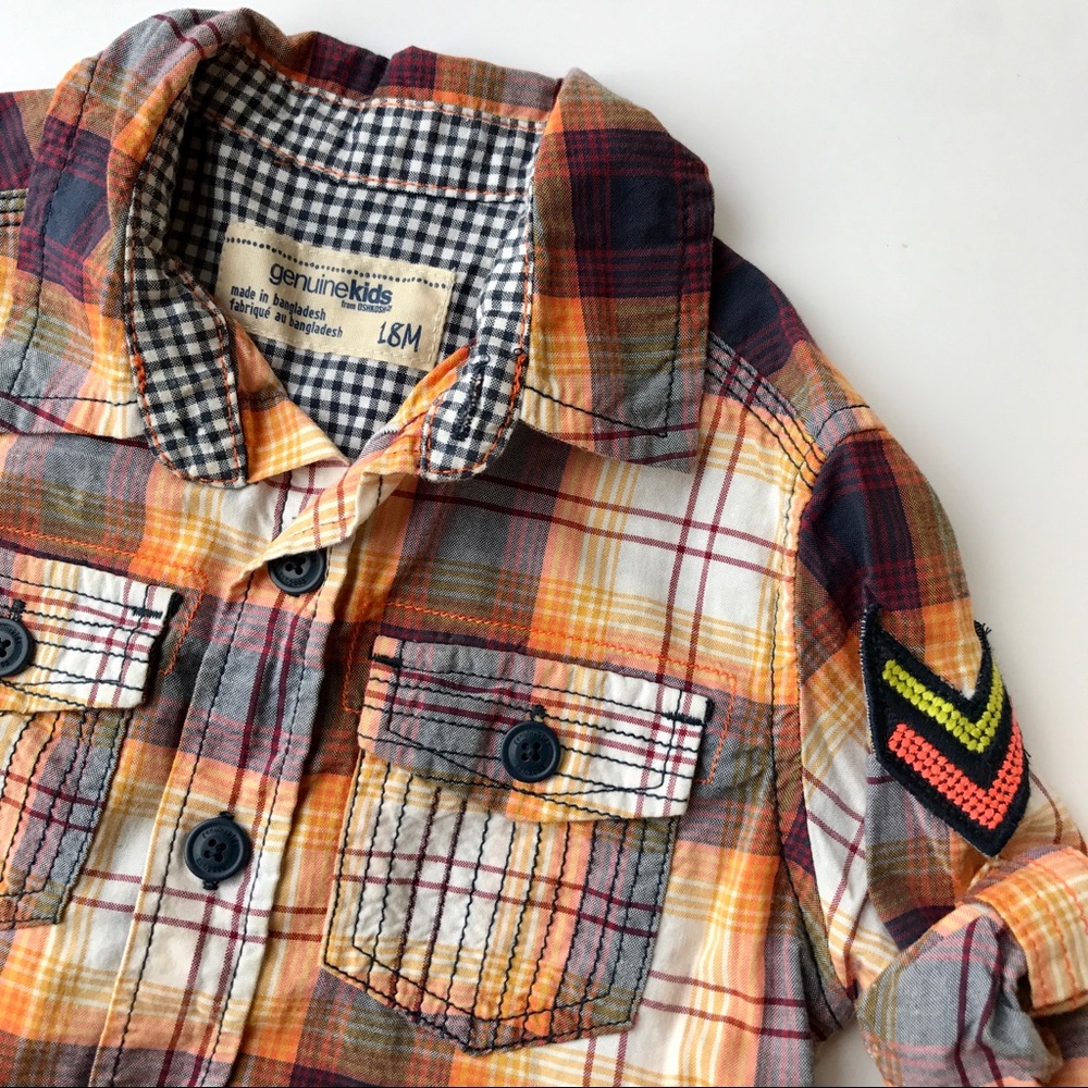 Osh Kosh Orange Button Down Shirt (Boys 18 Mos)