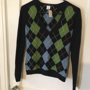 NWT J.Crew Angora/Cashmere wool argyle sweater!