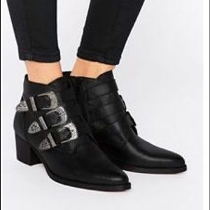 Black buckle booties