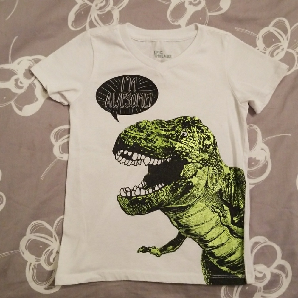 Boys V Neck Dinosaur T Shirt