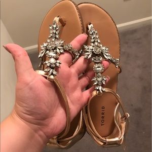 Crystal & gold sandals WIDE