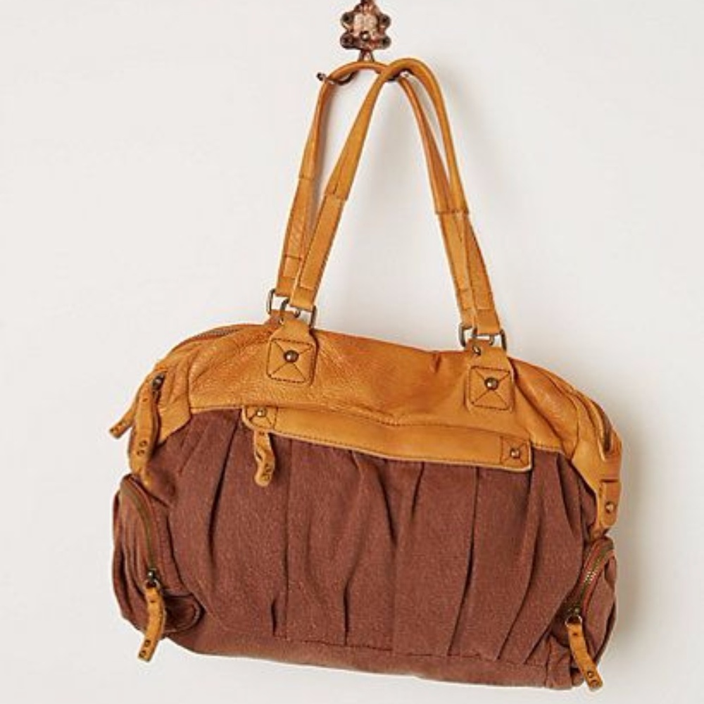 Anthropologie Gathered Brown Shoulder Bag Leather