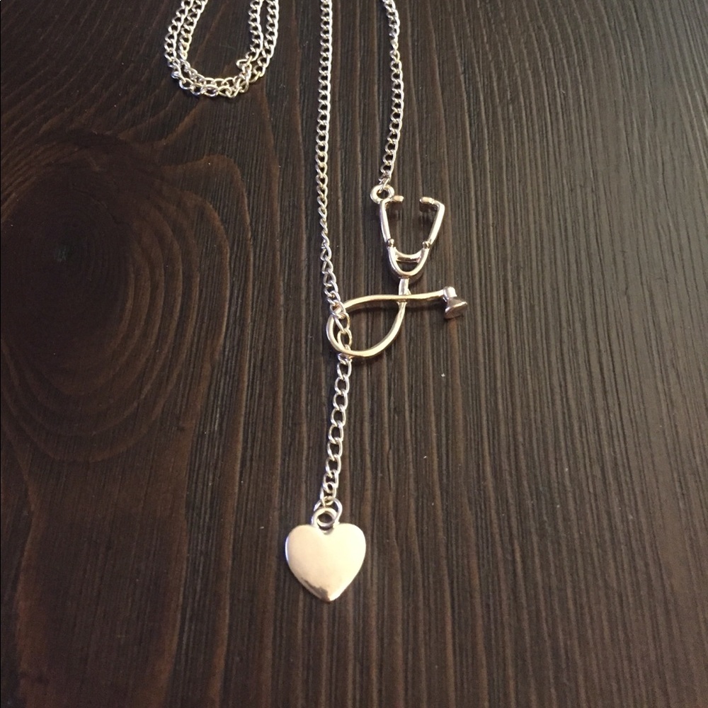 Heart & stethoscope necklace (rose gold)