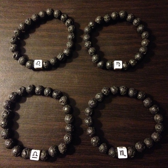 Lava Rock & Zodiac Bead Bracelet - Picture 2 of 4