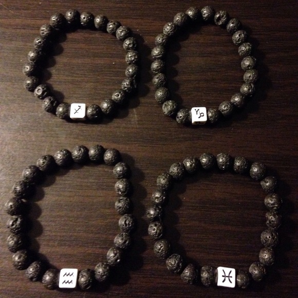 Lava Rock & Zodiac Bead Bracelet - Picture 3 of 4