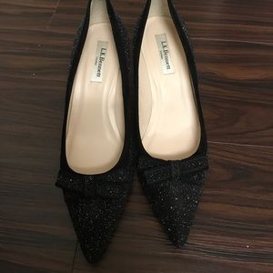 L.K. Bennett black glitter pump
