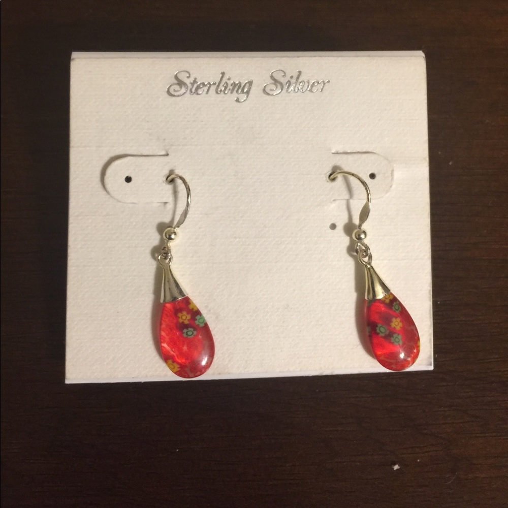 Sterling Silver Millefiore Glass Earrings! New!
