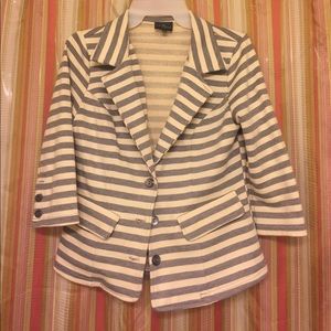 Grey and white striped blazer