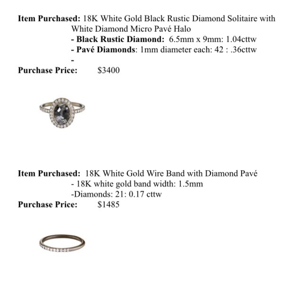 Natural black diamond engagement ring and band - Picture 5 of 5