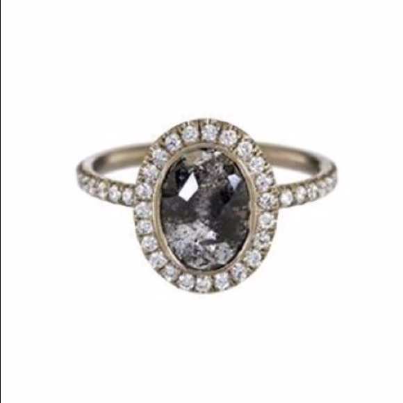 Natural black diamond engagement ring and band - Picture 4 of 5