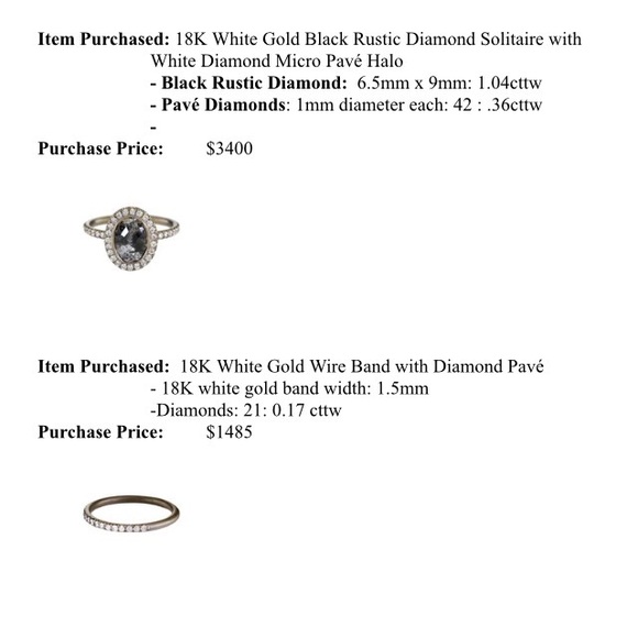 Natural black diamond engagement ring and band - Picture 5 of 5