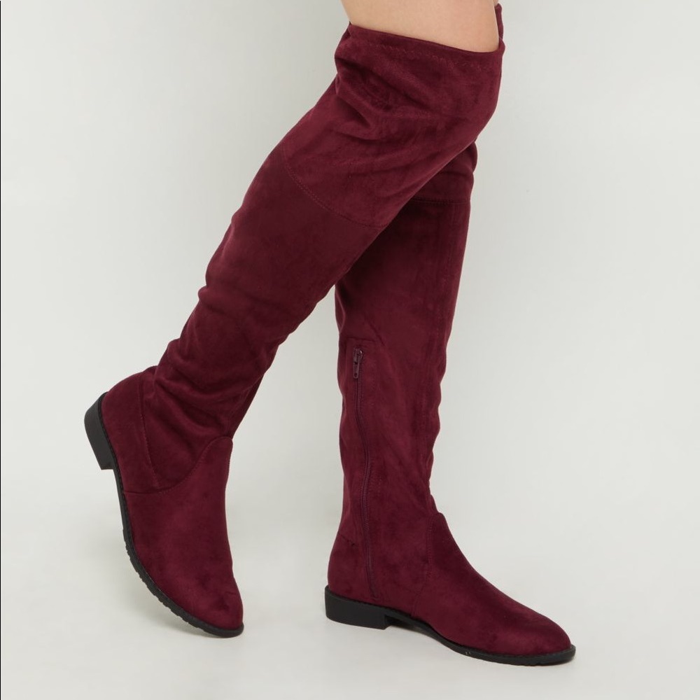 Burgundy Over The Knee Boots | MAKE A OFFER