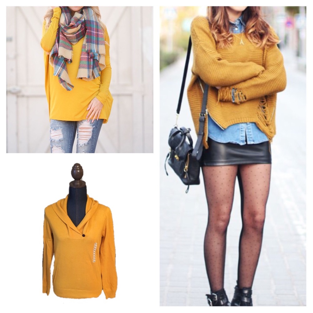 NWT Jeanne Pierre mustard sweater - Picture 2 of 5