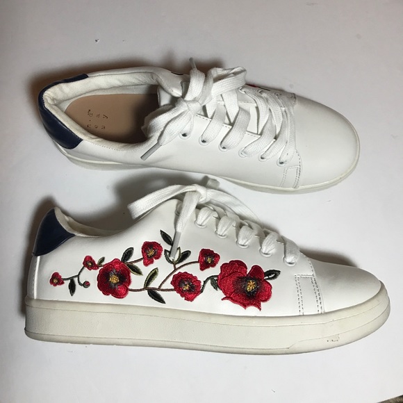 Shoes - • EMBROIDERED SNEAKERS • floral graphic