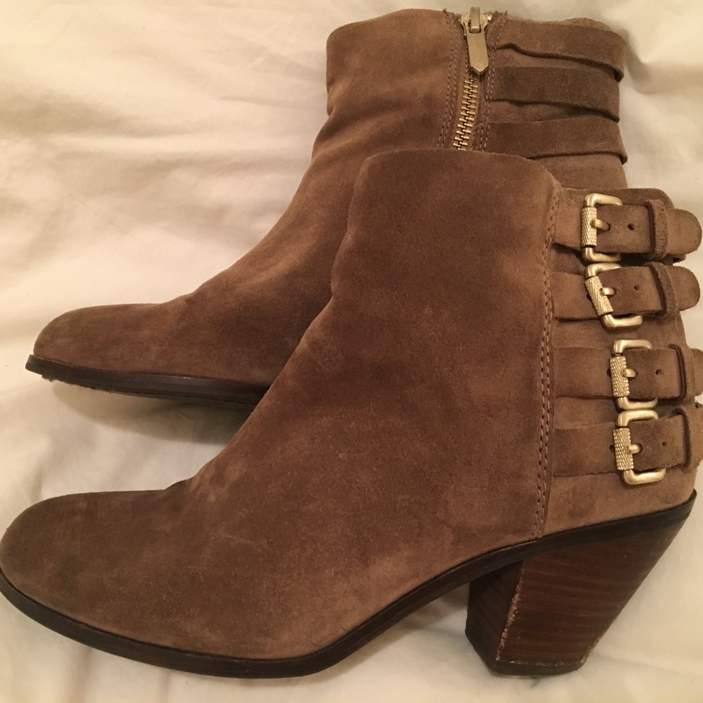 Sam Edelman Brown Booties with Gold Buckles Size 7