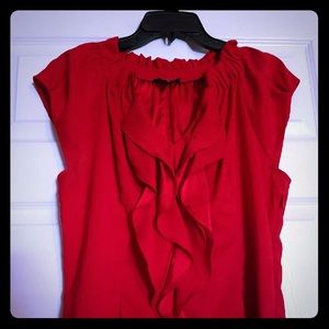 Express Classy Red Short Sleeve Blouse Sz M