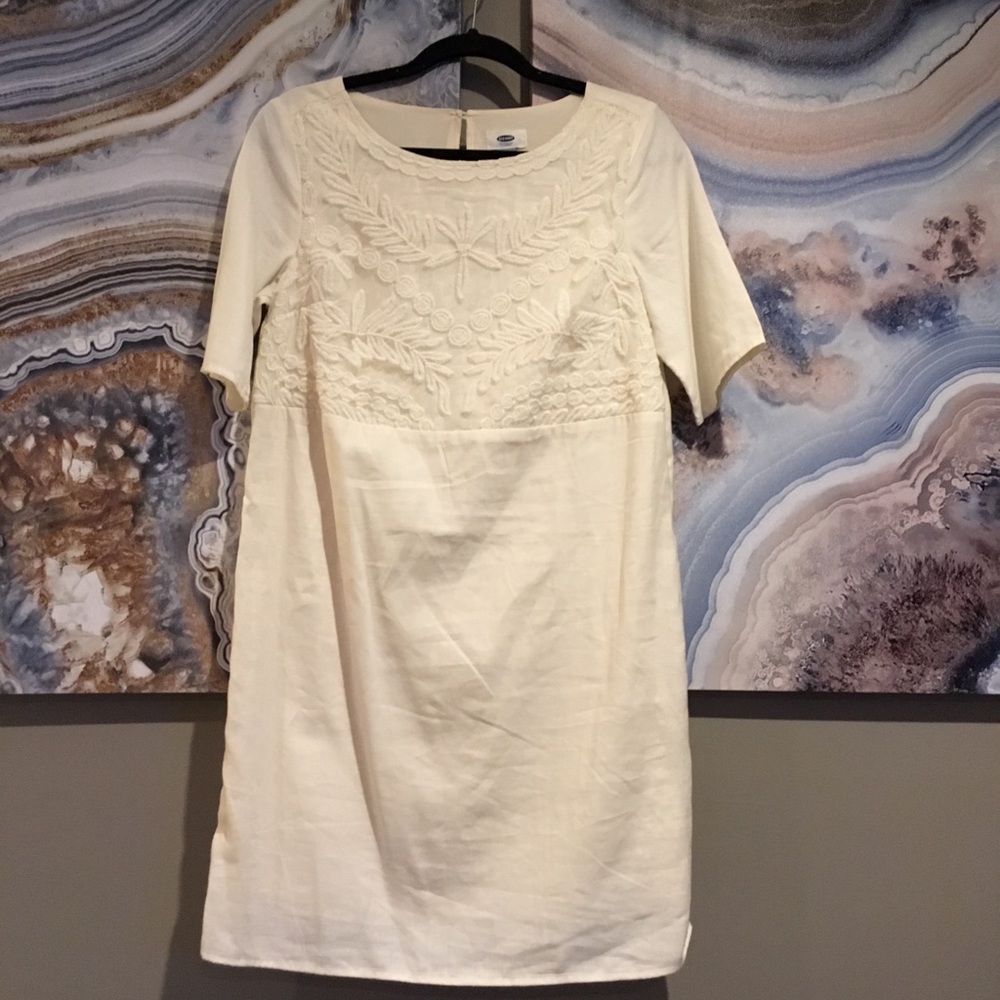 Cream embroidered dress