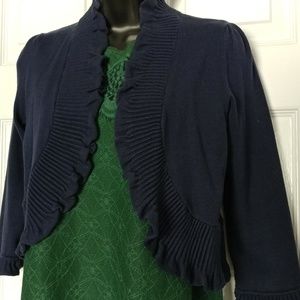 NWT Navy Ruffled Shrug sz. S