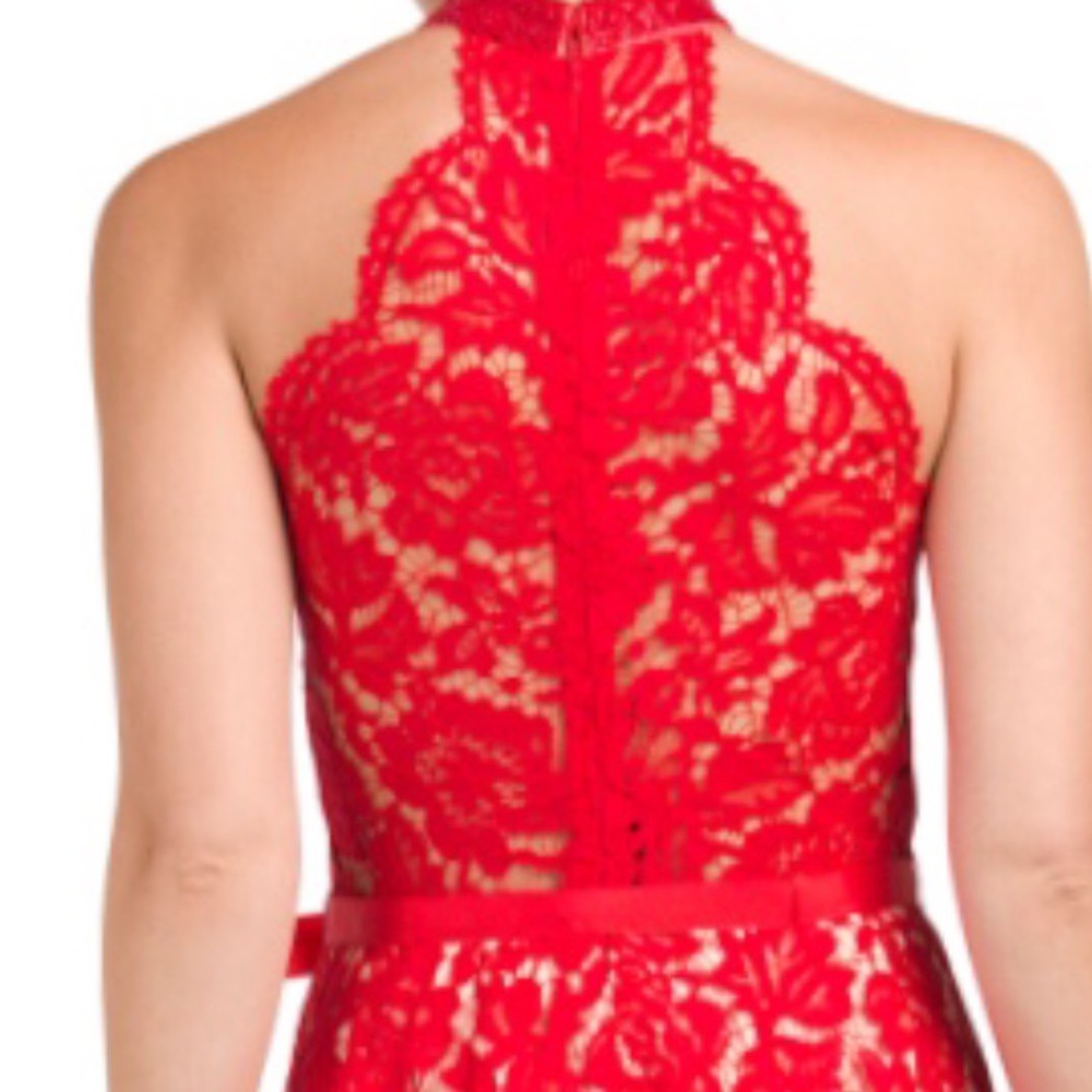 Lotus Threads racerback halter red lace jumpsuit - Picture 4 of 7