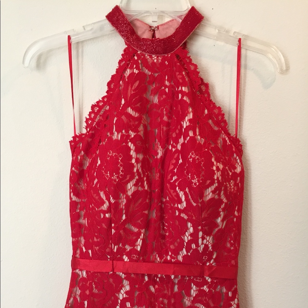 Lotus Threads racerback halter red lace jumpsuit - Picture 6 of 7