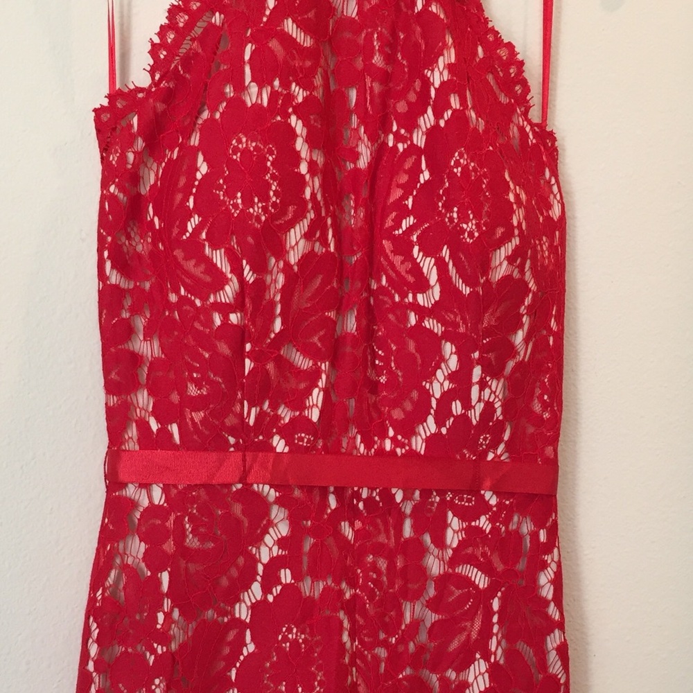 Lotus Threads racerback halter red lace jumpsuit - Picture 7 of 7