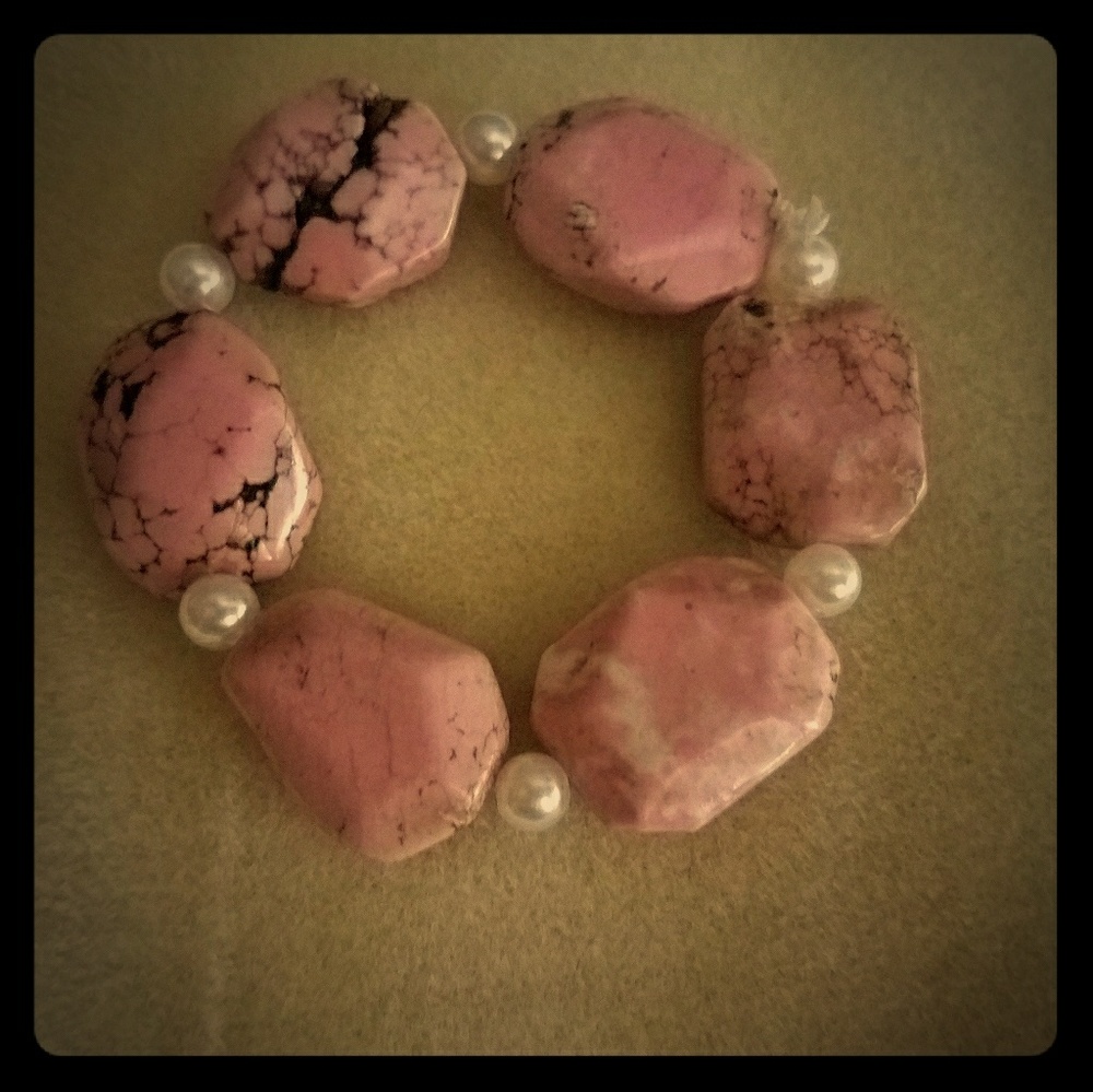 Pink and Black Rhodolite bracelete.