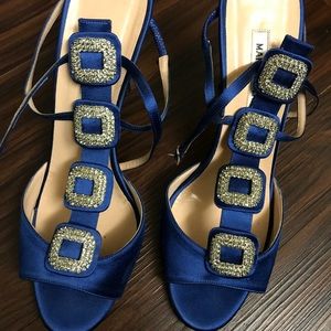 Manila Blahnik blue satin stilettos