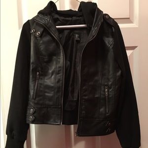Forever 21 faux leather jacket with hood