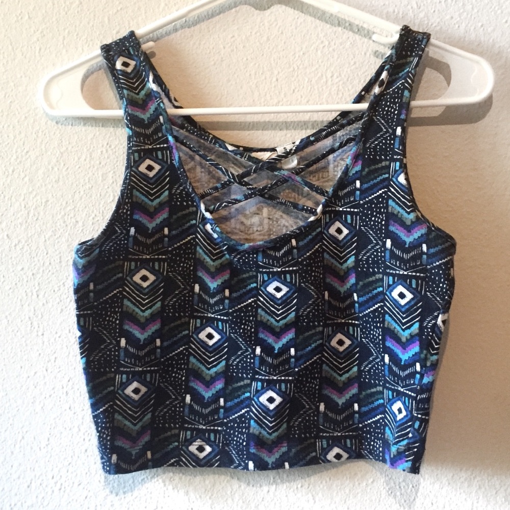Aztec patterned unique cropped top