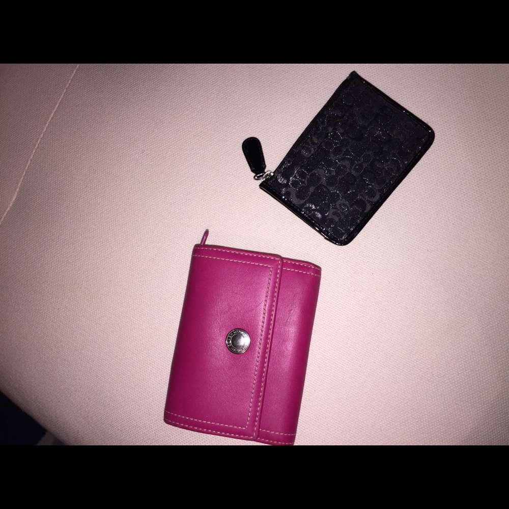 Pink coach wallet and small black coin wallet