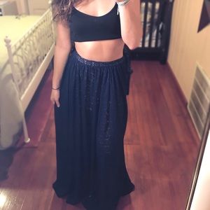 Fame & Partners Skirts - FAME & PARTNERS MAXI LACE SKIRT :: color- NAVY Fame & Partners Skirts - FAME & PARTNERS MAXI LACE SKIRT :: color- NAVY