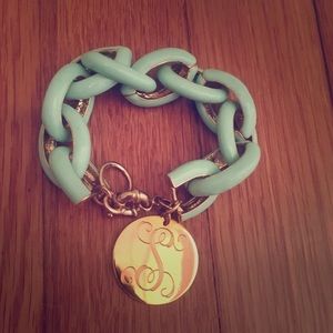 Enamel Link Bracelet with removable "S" initial