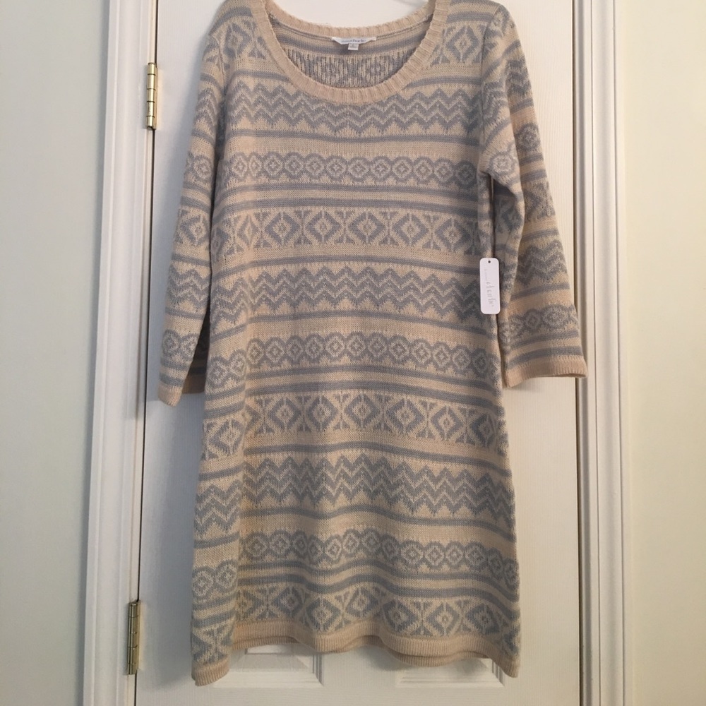 NWT Blue and Cream Sweater Dress