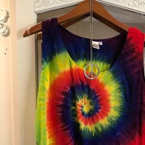 Tie dye peace sign necklace 60s costume festival ✌