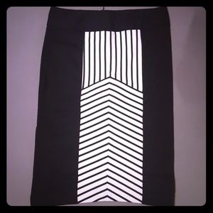 Zara Basic Navy Blue/White High-Waist Pencil Skirt