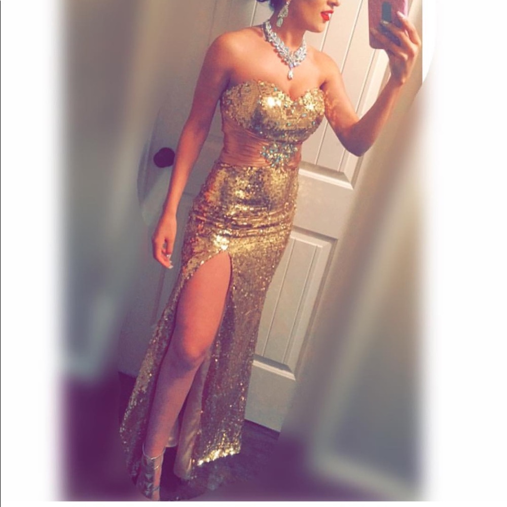 Gold sequin dress