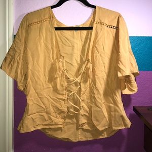 Charlotte Russe Yellow Lace Up Top