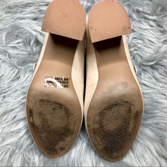 Triple Strap Faux Suede Mary Jane Heels - Picture 3 of 7