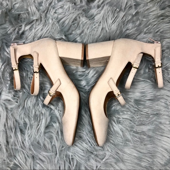 Triple Strap Faux Suede Mary Jane Heels - Picture 4 of 7