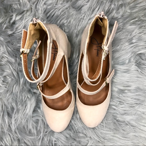 Triple Strap Faux Suede Mary Jane Heels - Picture 6 of 7