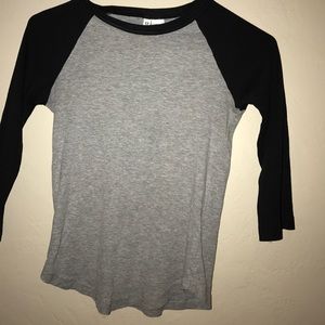 H&M Black & Grey Baseball Tee (3/4 Sleeve)