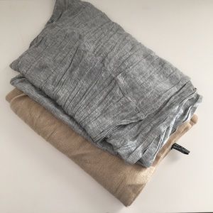 Pair of Infinity Scarves, Camel and Gray, EUC