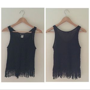 Black Fringe Tank Top