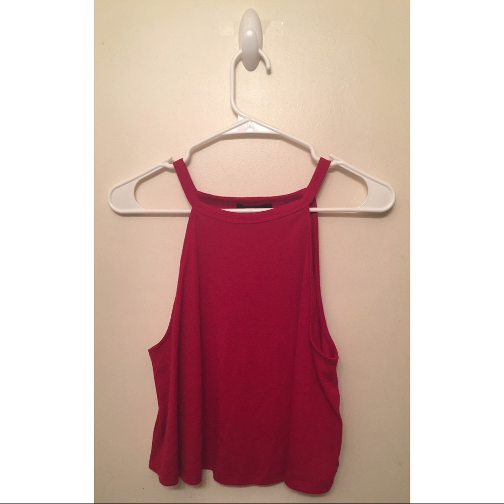 Red High-Neck Tank Top